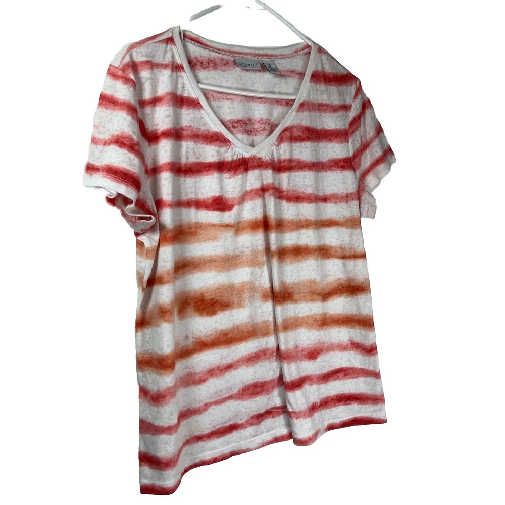 Chicos 3 xl stripes v neck blouse stripes summer short sleeves